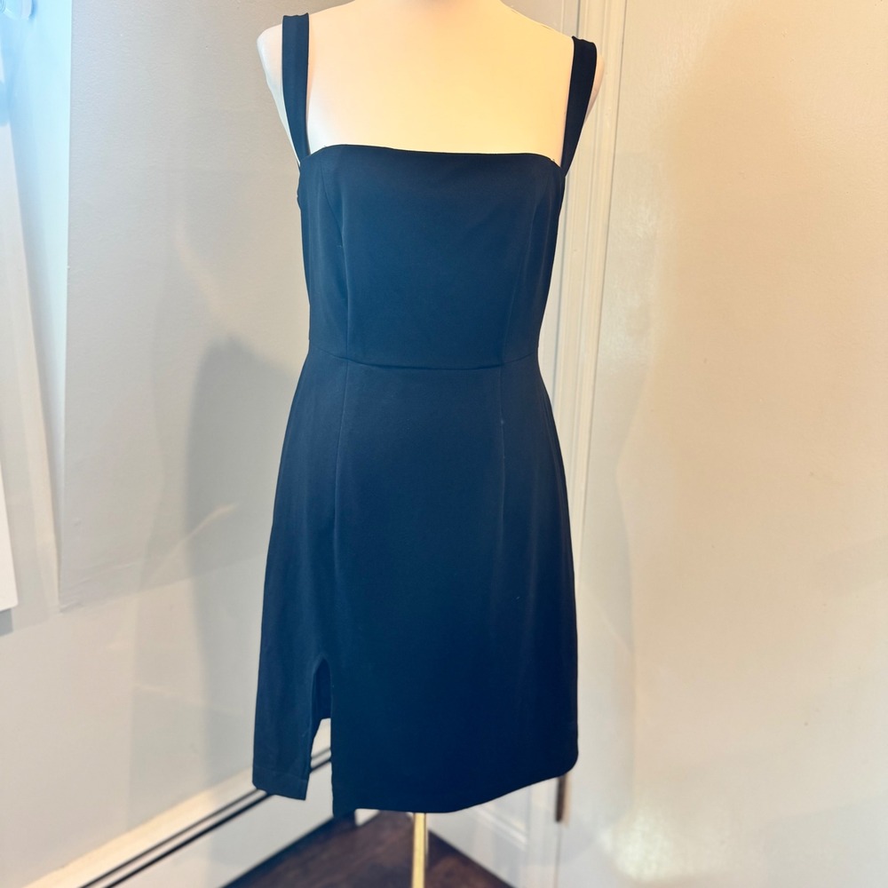 Unbranded Black LBD Square Neck Low Back Cocktail Dress | S/M